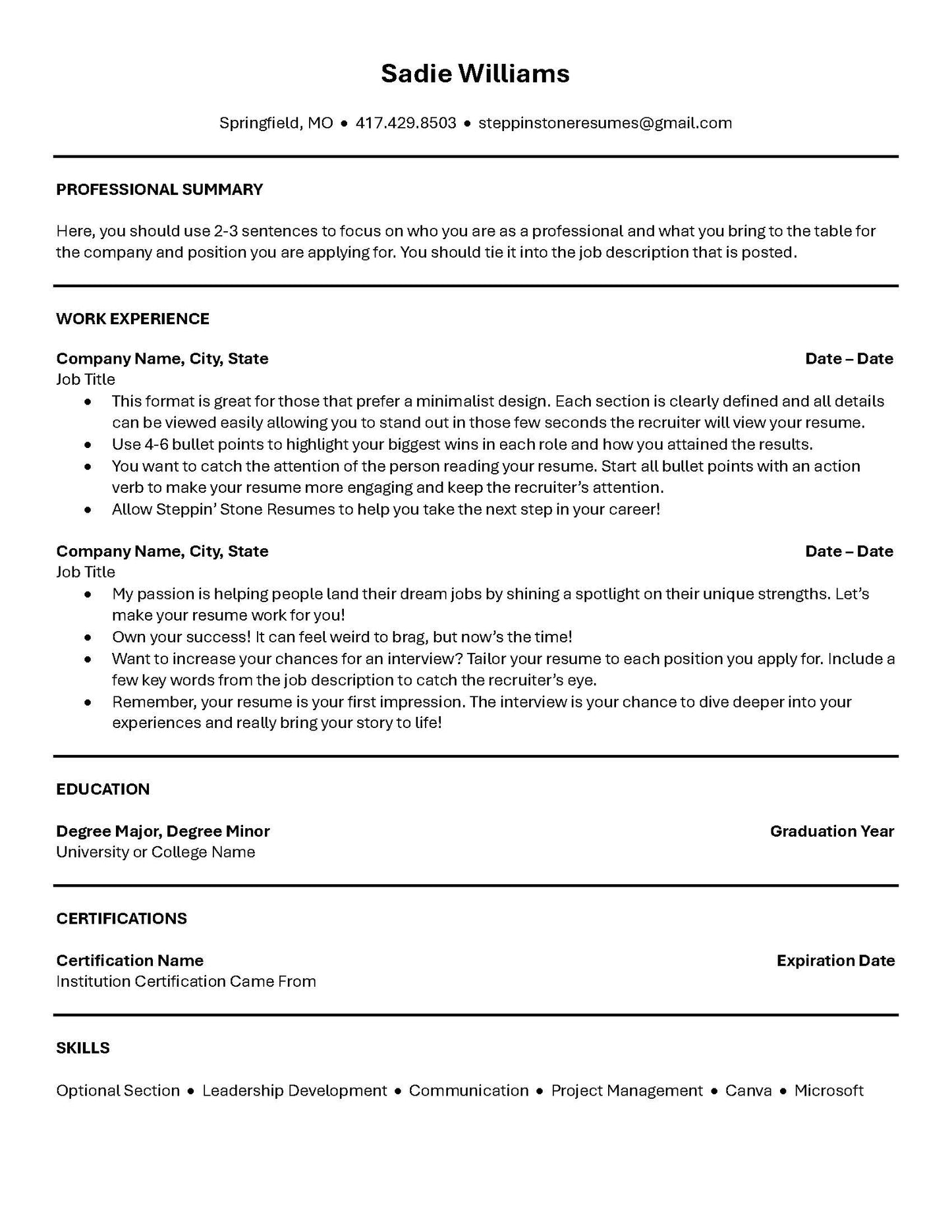 Best High School Student resume template